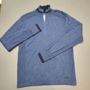 Patagonia 100% Merino Wool 1/4 Zip Pullover Sweater Two Tone Blue Navy Men Small